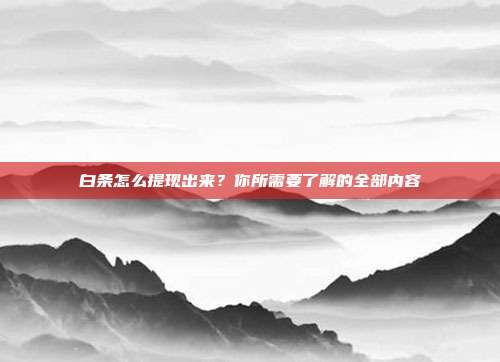 白条怎么提现出来？你所需要了解的全部内容